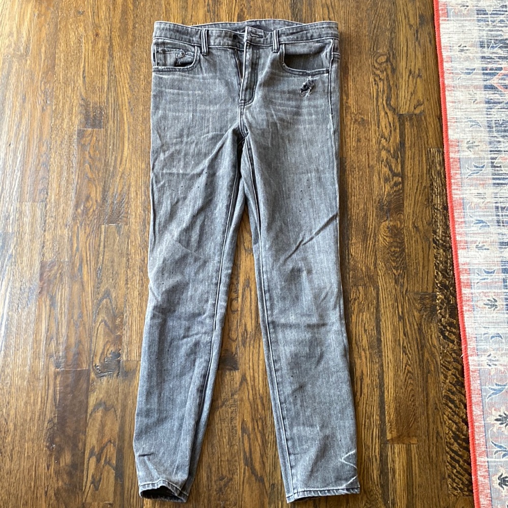 Helmut Lang distressed gray skinny jeans